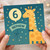 6th Birthday Card for Nephew, Cute Giraffe Balloon Design