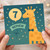 Nephew 7th Birthday Card, Giraffe Balloon Design
