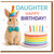 Daughter Birthday Card, Cute Rabbit and Rainbow Cake Happy Birthday Card