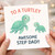 Step Dad Card, Turtley Awesome Step Dad Card, Cute Turtle Greeting Card