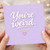 You're Weird I Like You Greeting Card - Funny Romantic Love/Anniversary Card - Cute Heart Design, Pastel Purple - For Partner, Boyfriend, Girlfriend, Husband or Wife