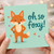 Oh So Foxy Love Card - Cute Fox with Hearts - Romantic Pun Anniversary or Valentine's Day Card - Blank Inside