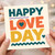 Happy Love Day Card - Bold Colourful Typography with Hearts - Cute Valentine’s or Anniversary Card for Partner - Blank Inside - A6 Greeting with Envelope