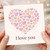 I Love You Card - Romantic Heart Design with Pastel Hearts - Anniversary or Valentine's Day Card for Partner, Husband, Wife, Boyfriend or Girlfriend - Blank Inside