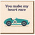 You Make My Heart Race Card - Retro Racing Car Design - Cute Love/Anniversary Card for Partner, Husband, Wife or Boyfriend