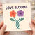 Love Blooms Anniversary Card - Cute Floral Love Card with Intertwined Flowers - Romantic for Partner, Wife, Husband, Girlfriend or Boyfriend - Blank Inside