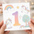1st Birthday Card, Cute Unicorn and Rainbow Card