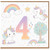 4th Birthday Card, Unicorn and Rainbow Card