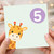 5th Birthday Card for Child Cute Giraffe