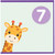 7th Birthday Card, Cute Giraffe Card