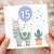 15th Birthday Card, Cute Llama and Cactus Design