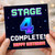 4th Birthday Card, Stage 4 Complete Happy Birthday Gaming Card