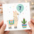 7th Birthday Card for Child, Cute Llama Balloon Birthday Card