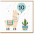 10th Birthday Card Cute Llama Balloon Design