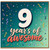 9th Birthday Card for a Boy or Girl, Year's of Awesome 9 Years Old Birthday Card