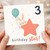 3rd Birthday Card, Cute Bunny Birthday Star Card