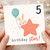5th Birthday Card, Birthday Star Bunny Card