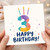 3rd Birthday Card, Happy Birthday Card with Candles and Confetti