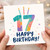 17th Birthday Card, Colourful Happy Birthday Candle Design
