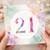 21st Birthday Card, Watercolour Pastel Number 21 Card
