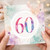 60th Birthday Card, Pastel Watercolour Number 60 Celebration Card