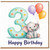 3rd Birthday Card, Cute Elephant Happy Birthday Card