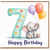 7th Birthday Card Cute Elephant with Balloons