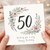 50th Birthday Card, Floral Wreath Happy Birthday Card
