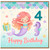 4th Birthday Card, Mermaid Birthday Card for Girl