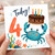 4th Birthday Card, Cute Crab Birthday Card