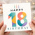18th Birthday Card, Happy 18 Birthday Card with Colourful Candles