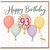 93rd Birthday Card, Happy Birthday Balloons Design
