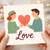 Cute Love & Anniversary Card - Couple Holding Heart Illustration - Romantic Card for Partner, Boyfriend or Girlfriend, Husband or Wife - Blank Inside
