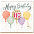 110th Birthday Card, Happy Birthday Balloon Design Card