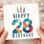 28th Birthday Card, Happy 28 Birthday Card with Candles