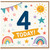 4th Birthday Card, Today! Colourful Stars, Rainbows and Sun Design