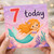 7th Birthday Card, Mermaid Birthday Card for Girl
