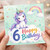 6th Birthday Card, Unicorn Happy Birthday Card