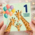 1st Birthday Card for Child, Cute Giraffe Balloon Party Design, 1 Today