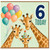 6th Birthday Card, Cute Giraffe Party Card for Boy or Girl
