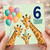 6th Birthday Card, Cute Giraffe Party Card for Boy or Girl