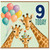 9th Birthday Card Cute Giraffes Balloons Today