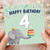 4th Birthday Card, Cute Elephant and Birthday Cake Card