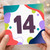 14th Birthday Card, Colourful Abstract Number 14 Card