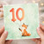 10th Birthday Card Cute Fox Balloon Design