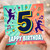 5th Birthday Card, Colourful Dancing Kids Happy Birthday Card