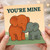 You're Mine Elephant Couple Card - Cute Love and Anniversary Card for Partner, Boyfriend or Girlfriend, Sweet Animal Illustration
