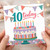 10th Birthday Card, Colourful Cake and Bunting Design