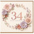34th Birthday Card, Floral Wreath Happy Birthday Card