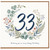 33rd Birthday Card, Floral Wreath Happy Birthday Card